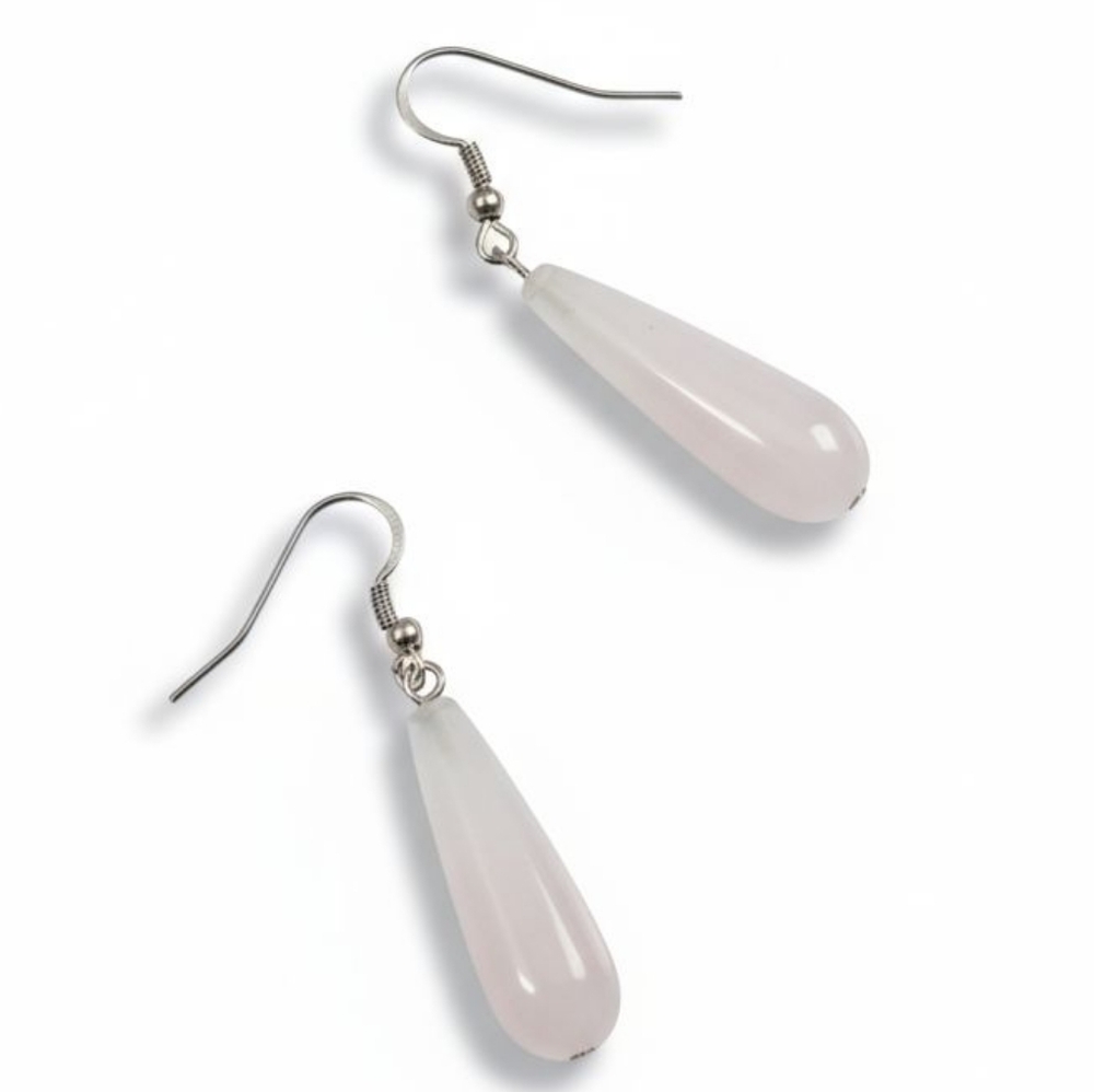 NWT Beautiful Boho Rose Quartz Stone Dangling Earrings!